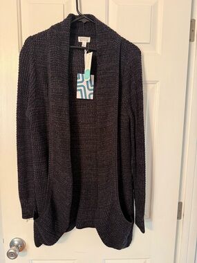 Market & Spruce Open-Front Knit Cardigan - Black